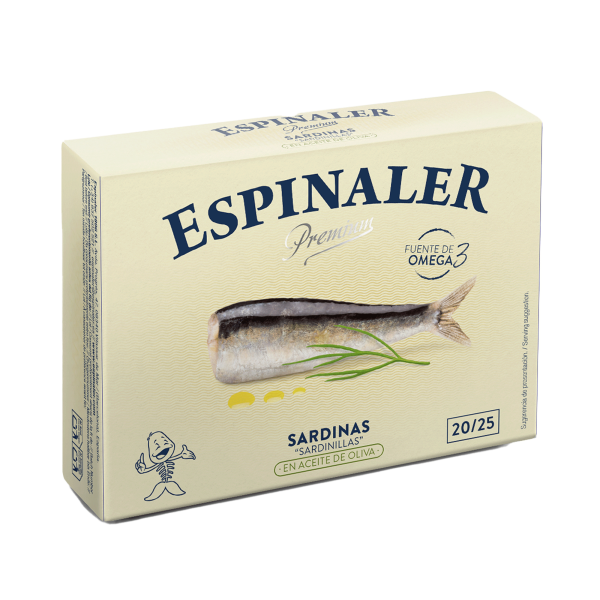 SARDINAS EN ACEITE DE OLIVA 3/5 120 ml, Espinaler